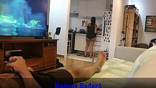 caught stepbrother masturbating, got excited and rode his big cock