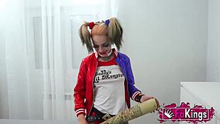 Harley Quinn Cosplayer Seduces Guys On Street.