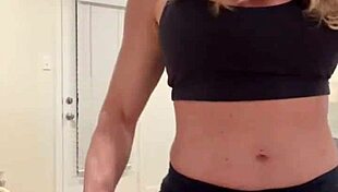 this is for fans who enjoy muscle flexing from a housewife bodybuilder