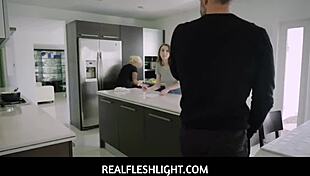 Teen Step Daughter Available For Freeuse In Kitchen With London Rose