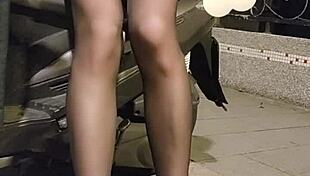 Watch! Shemale Ting Xuan Plays With Love Egg Outdoors In Office Suit!