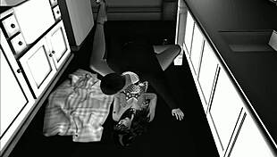 Polka dots character having sex in the kitchen