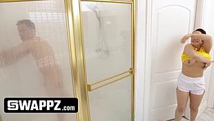 Stepmothers dominate stepsons in basketball then ravage their big cocks in orgy.