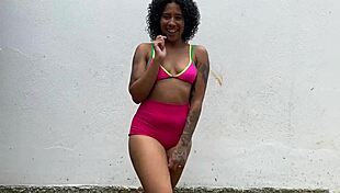 Ebony Wife Guides Jerk Off In Public!