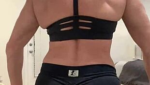 this is for fans who enjoy muscle flexing from a housewife bodybuilder