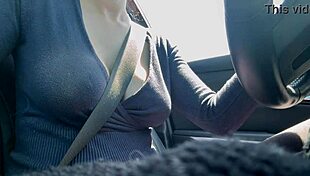 Italian big tits milf flashes horny nipples on car ride in LA!