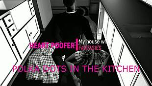 Polka dots character having sex in the kitchen