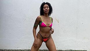 Ebony Wife Guides Jerk Off In Public!