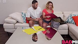 Milf Sarah Vandella dominates hot threesome with stepson.