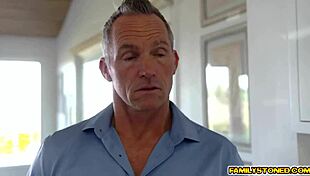 stepdad and jade nile fucks at the living room and gets caught