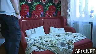 Perverted Spectacled Lad Holds Hand During Rough Sex