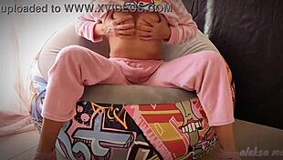 Skinny teen exploring her body in a homemade video.