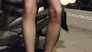 Watch! Shemale Ting Xuan Plays With Love Egg Outdoors In Office Suit!