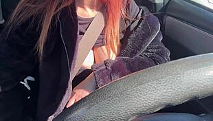 sexy car ride with milf artemisia love, her big tits flashing juicy boobs outdoor