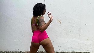 Ebony Wife Guides Jerk Off In Public!