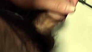 He asks, 'Want a quick handjob in the mall bathroom?' as he jerks his small cock.