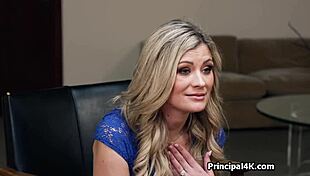 busty housewife deepthroating at office