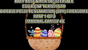 Katy And Mia In Bunny Costumes Get Pussies Stuffed By Father-In-Law And Uncle In Taboo Egg Hunt