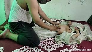 Skinny Indian Married Wife's Shaved Pussy Gets Rough Fuck Bent Over