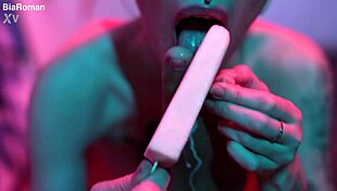 Cutie Piie sensually rubs popsicle on bare feet in fetish lesbian scene with tickling and masturbation