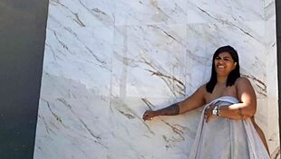 After Getting Milk In Pussy She Takes Naked Shower In Backyard For Neighbors To See