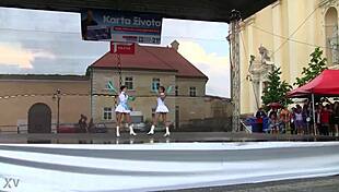 two nice majorettes perform