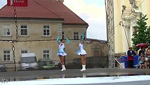 two nice majorettes perform