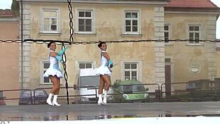 two nice majorettes perform