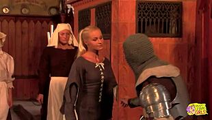 blonde and brunette medieval hotties enjoy outdoor lesbian licking and fingering action