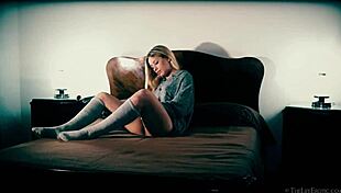 petite teen candice fingers her shaved hairless pussy solo. she uses a flower for intense masturbation.