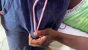 horny ebony student gets her wet pussy filled with cum twice inside a condom during intense sex