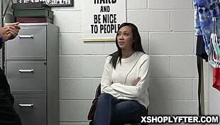 Madi Laine got caught at work and fucked by Officer Rusty Nails in interracial doggystyle