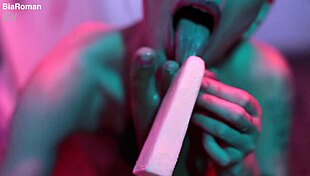 Cutie Piie sensually rubs popsicle on bare feet in fetish lesbian scene with tickling and masturbation