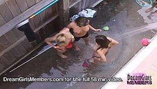 the girls are playing naked in the jacuzzi at our spring break party house