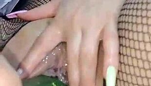 Colombian Blonde Squirts on Cucumber