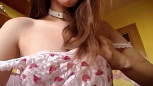 Girl with big nipples enjoys softcore solo.