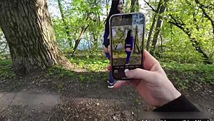 Amateur Couple Fucks Rough in Forest with Cumshot Compilation