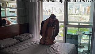 Perfect sensual sex on the beach with athletic babe bent over in doggystyle and cowgirl riding