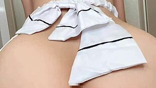 cute asian woman riding dildo with toys in japanese style