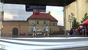 two nice majorettes perform