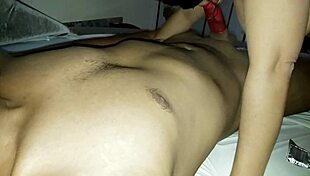 Karina Jerks Lover While Husband Watches