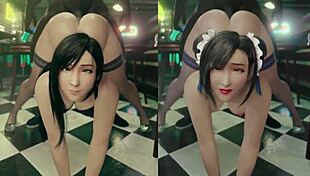 tifa sucking huge cock with big tits on the side