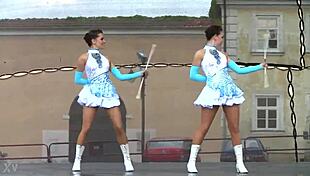 two nice majorettes perform
