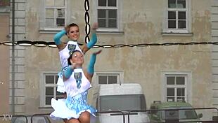 two nice majorettes perform