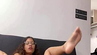 Horny petite teen masturbates sensually