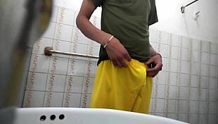 italian straight guy in the visiting bathroom