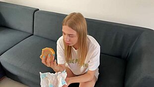 Beautiful blonde teen deepthroats for free rent in pov blowjob