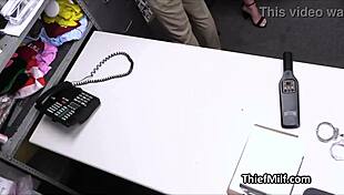 So this hot cougar gets busted at work and then enjoys a hard fuck with blowjob.