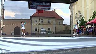 two nice majorettes perform