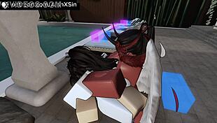 two pretty girls tried my dick in roblox condo game with cowgirl riding and missionary fucking 😏